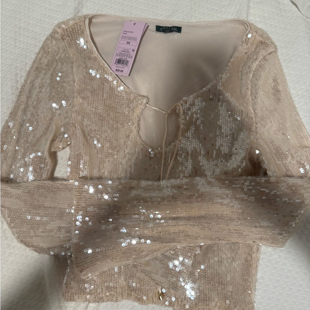 WILD FABLE Sequin Longsleeve Top